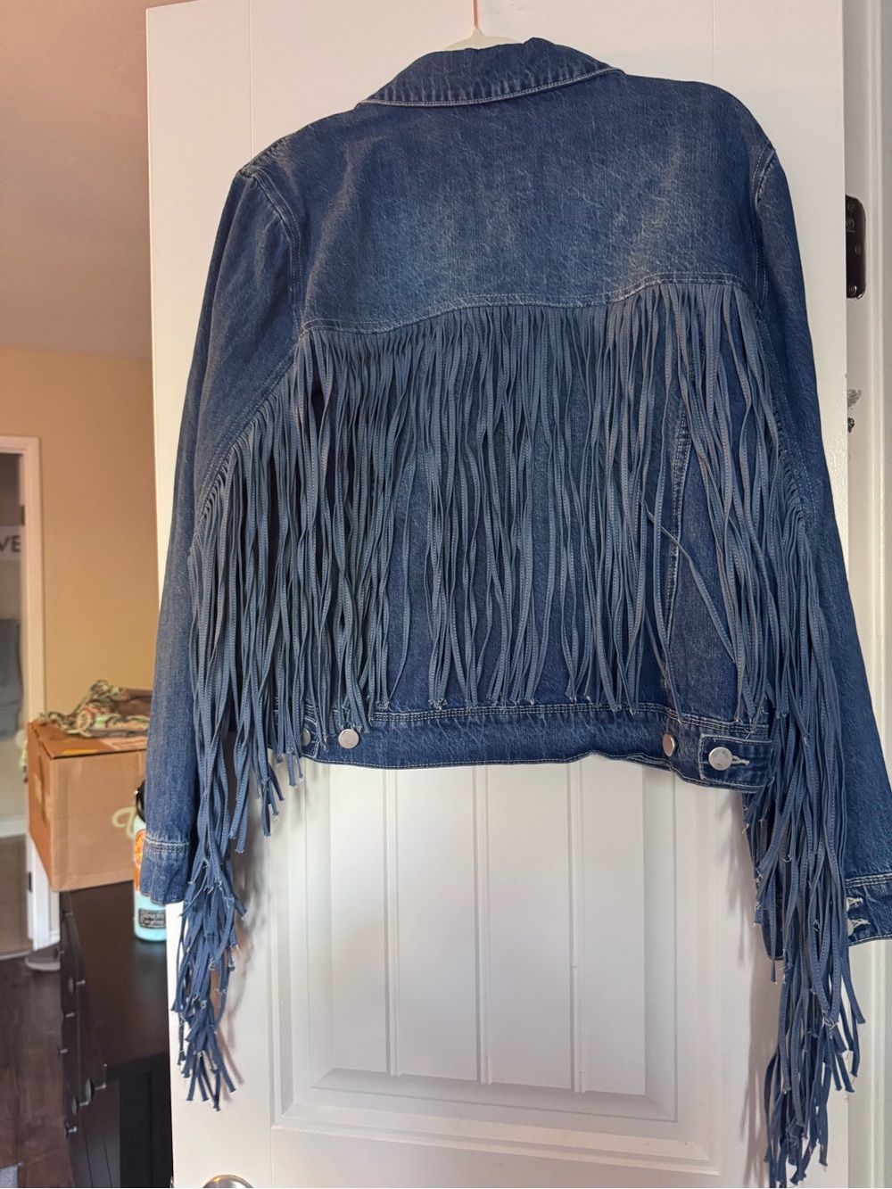 Scully Blue Denim Jacket with Long Fringe